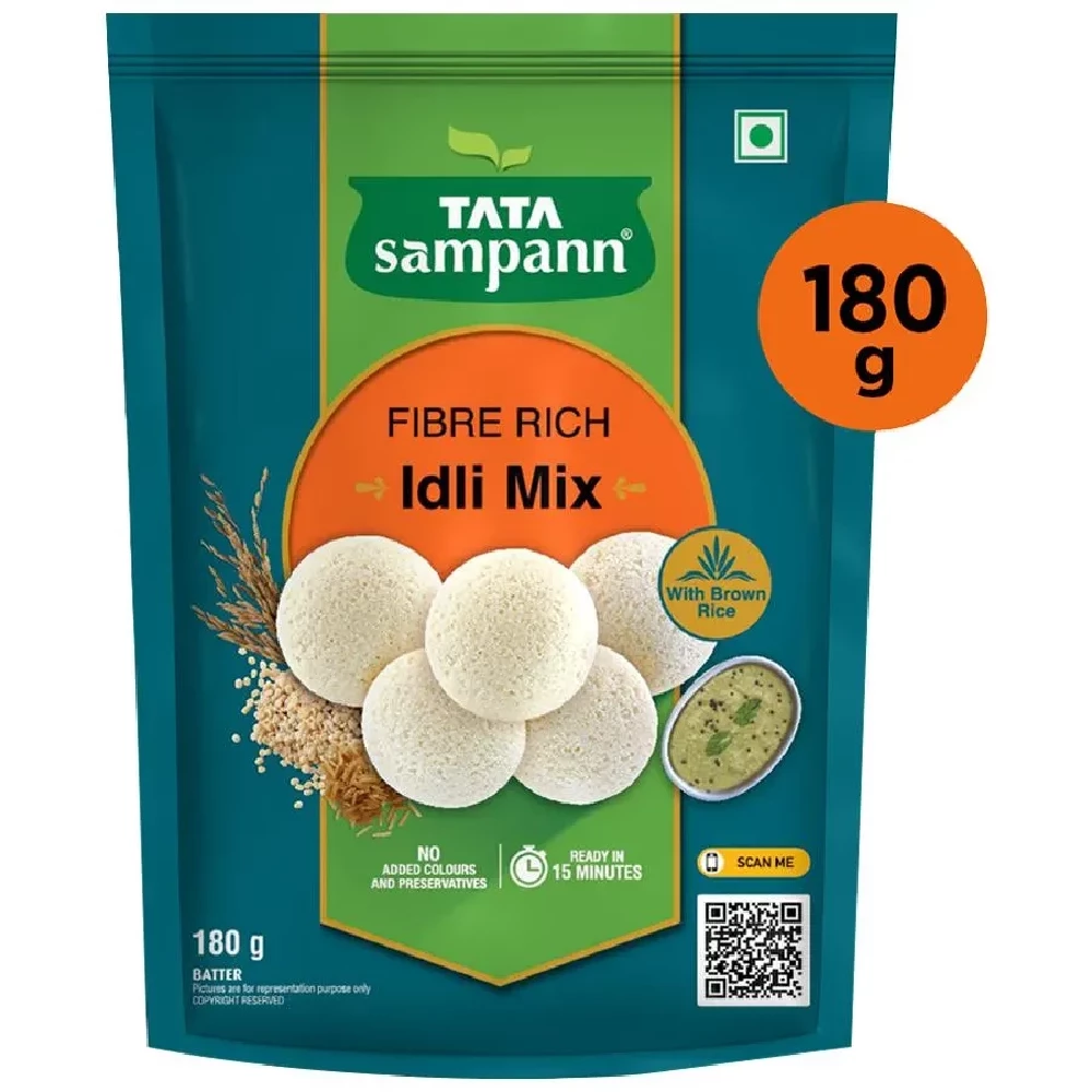 Tata Sampann Fibre Rich Idli Mix - Instant Ready To Cook Mix, 180g-1.webp